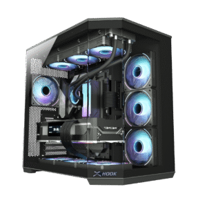 Hook gaming case THUNDER BLACK ARGB Gaming Mid-Tower Case 7 ARGB fans - ARGB Remote Control - Black
