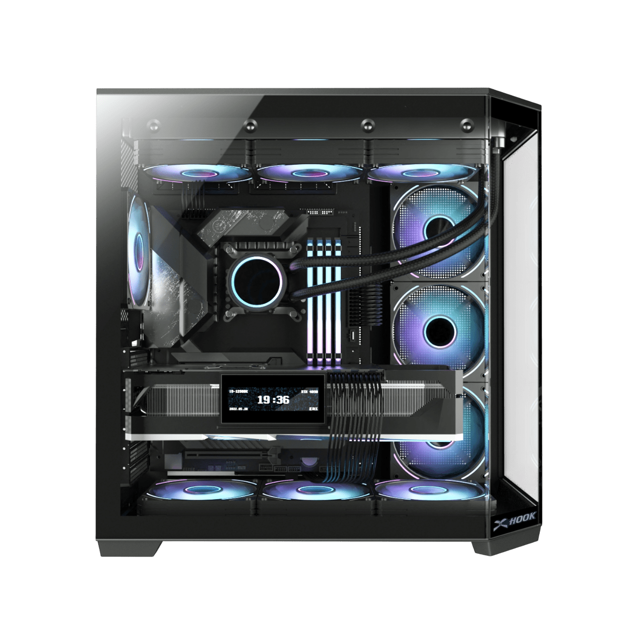 Hook gaming case THUNDER BLACK ARGB Gaming Mid-Tower Case 7 ARGB fans - ARGB Remote Control - Black - Image 2