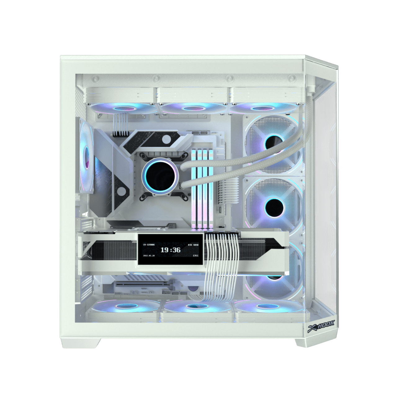 Hook gaming case THUNDER WHITE ARGB Gaming Mid-Tower Case 7 ARGB fans - ARGB Remote Control - WHITE - Image 2