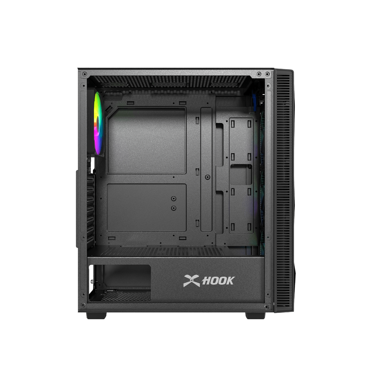 Hook Tempered Glass Gaming Case PS195 - 4 ARGB fans - Mid Tower Case - Black - Image 3