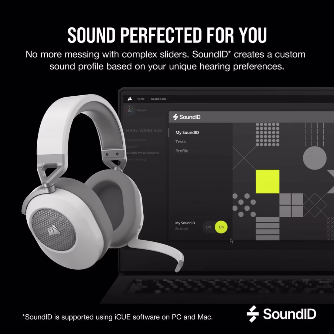 CORSAIR HS65 Wireless Gaming Headset - White - Image 5