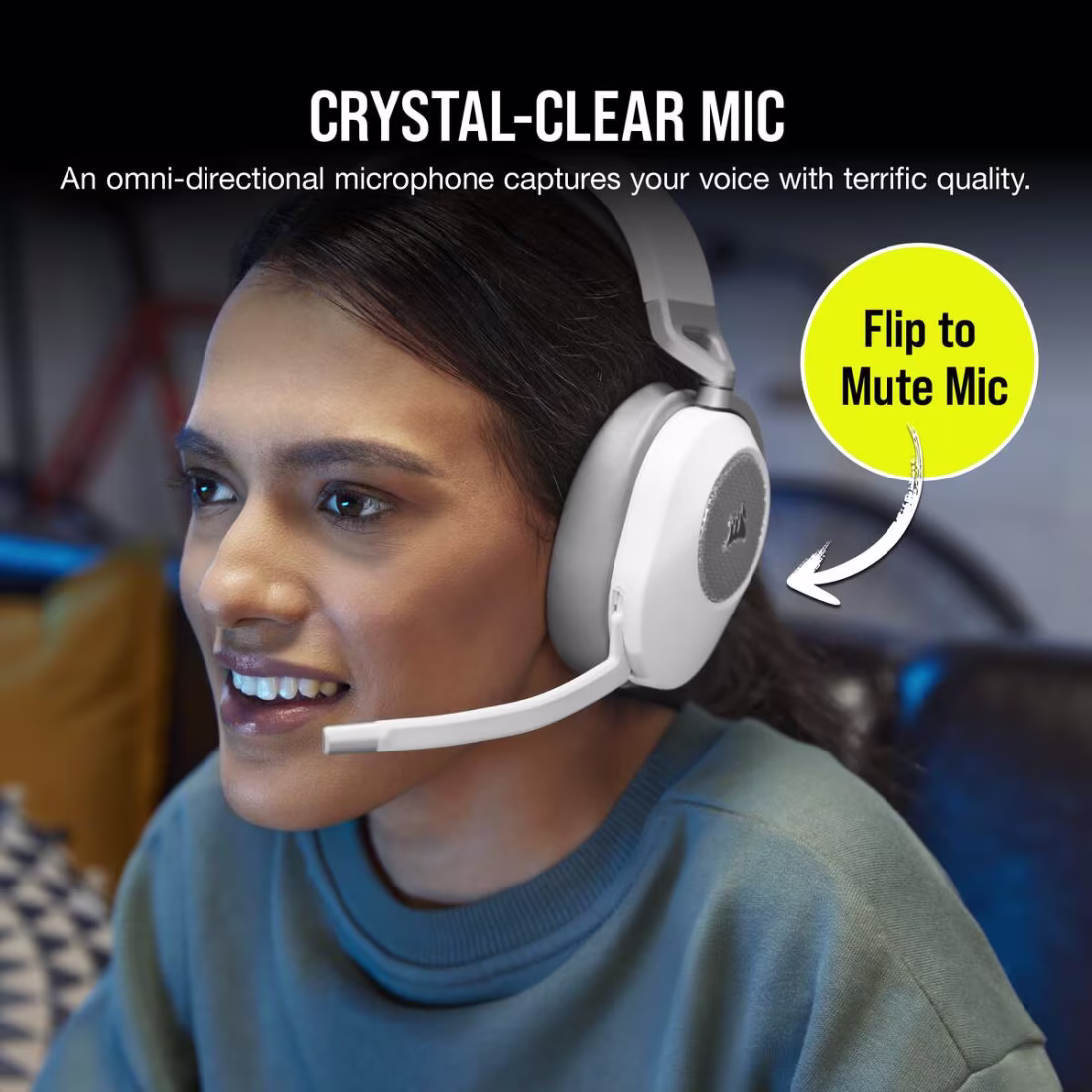 CORSAIR HS65 Wireless Gaming Headset - White - Image 7